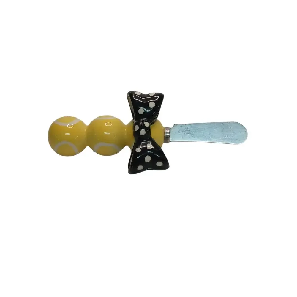 🐝Yellow Black Polka Dot Spreader Knife Cheese Butter Jam Whimsical Party Fun 🐝